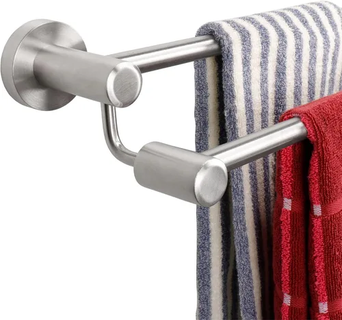 TocTen Toallero de baño doble – Toallero grueso de acero inoxidable SUS304 para baño, accesorios de baño, toallero doble resistente montado en la