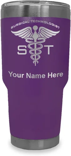 Miniatura 25 de LaserGram Vaso aislado al vacío de 20 onzas, ST Surgical Technologist, grabado personalizado incluido (gris)