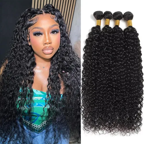 Miniatura 8 de Paquetes de cabello humano onda de agua 4 paquetes 10 12 14 16 pulgadas 10A brasileño virgen rizado profundo paquetes 100% sin procesar mojado