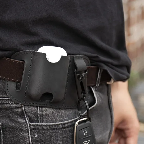 Miniatura 3 de Gentlestache Funda de cuero para Zippo, Funda de cuero Zippo, Funda de cuero para AirPods, Bolsa más ligera para cinturón Negro
