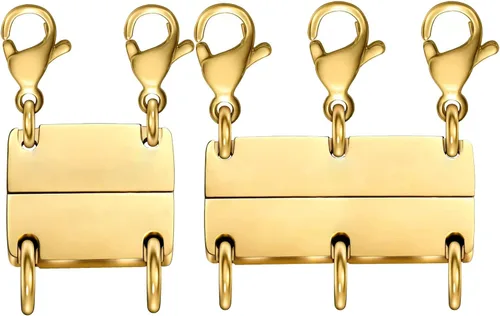 Miniatura 8 de Kcctoo Collar con cierre de capas, separadores de joyas, oro y plata, cierre magnético de collar múltiple para mujer con aspecto en capas