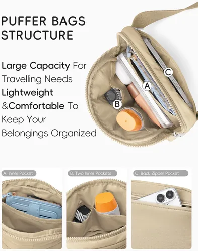 Miniatura 94 de WESTBRONCO Riñoneras para mujeres y hombres, bolsa para cinturón con bolsillos con cremallera, riñoneras modernas, bolsas cruzadas ligeras de 1