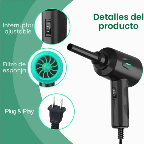 Miniatura 8 de Meudeen Plumero de aire - Soplador de aire eléctrico - Limpieza de alta potencia de 5.74 oz para computadora - PC - Aire comprimido de 2 engranajes