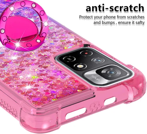 Miniatura 4 de CCSmall Funda transparente con purpurina para Xiaomi Redmi Note 11 4G con soporte de diamante, gradiente líquido que fluye arena movediza Bling