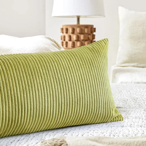 Miniatura 307 de Artscope Fundas de Almohada de Pana a Rayas Acogedoras Súper Suaves Decorativas Cuadradas Fundas de Cojín para Sofá Sillón Dormitorio Decoración