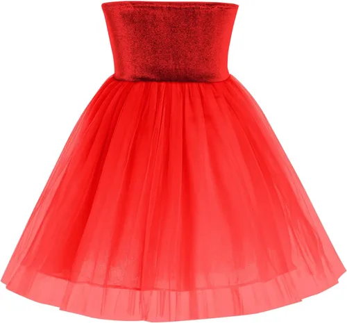 Miniatura 3 de FYMNSI Vestido tutú de tul sin mangas para niñas pequeñas, con diadema, brazaletes, princesa, cumpleaños, Navidad, vestidos de boda