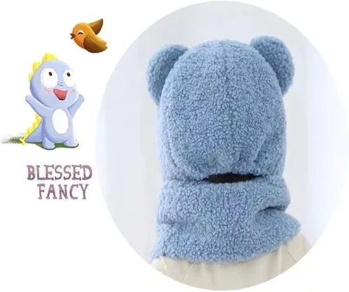 Miniatura 2 de DNLKWGO Conjunto de bufanda unisex para niños pequeños, gorro de bebé, lindo oso para invierno, gorro de invierno