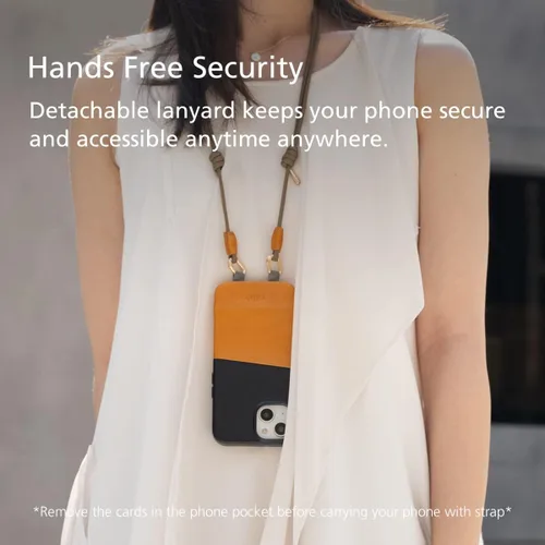 Miniatura 2 de alto Anello - Funda de piel cruzada diseñada para iPhone 14, funda protectora contra caídas de piel italiana con correa de cordón desmontable
