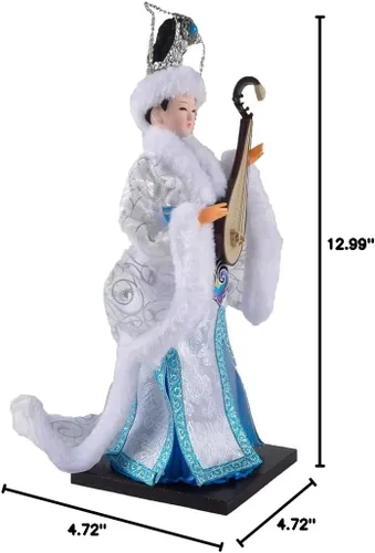 Miniatura 10 de Figura de seda de artesanía tradicional china de 12 pulgadas, adornos coleccionables de personajes antiguos chinos para decoración del hogar (blanco)