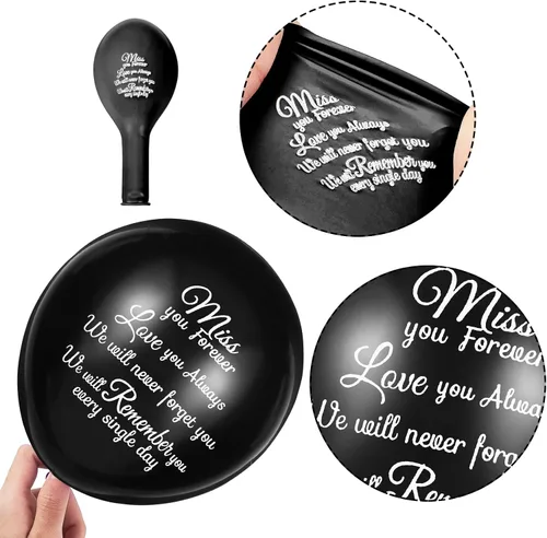 Miniatura 3 de Skylety 36 globos conmemorativos con 4 globos de paloma de la paz para liberar en recuerdo del cielo, decoraciones de helio para funerales, Negro