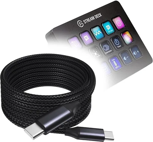 BoxWave Cable compatible con Elgato Stream Deck MK.2 - Cable DirectSync PD (10 pies) - USB-C a USB-C (100 W), aleación de nailon trenzado tipo C