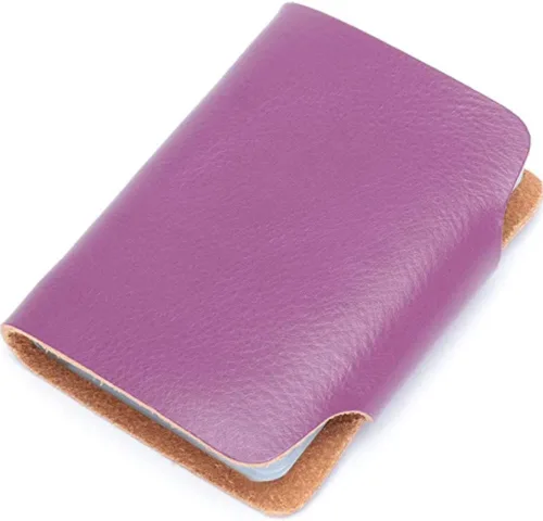 Miniatura 3 de YaJaMa Cartera para tarjetas de crédito, pequeña, de piel auténtica, 26 ranuras, para tarjetas, organizador para mujeres y hombres, Púrpura, Cartera