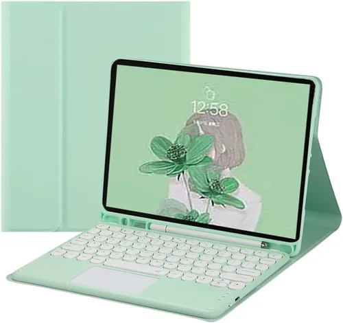 Miniatura 14 de Funda de teclado para Galaxy Tab A8 de 10.5 pulgadas, modelo 2022 SM-X200/X205/X207, teclado táctil, teclado Bluetooth, linda llave redonda, teclado