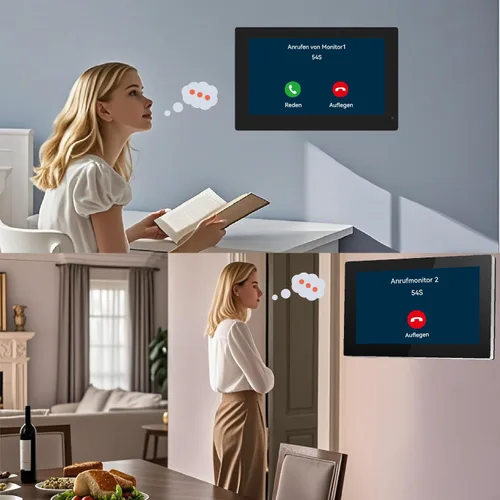 Miniatura 5 de Timbre de video de 1080p con sistema de monitor, portero de video WiFi 1080FHD cámara de metal, 7 pulgadas dos monitores con tarjeta de 32 GB
