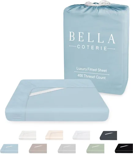 Bella Coterie - Sábana bajera ajustable de viscosa de bambú de lujo tamaño King, 100 % cultivada orgánicamente, ultrasuave, refrescante para Azul