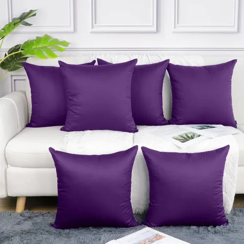 Miniatura 27 de Coddsmz Paquete de 6 fundas de almohada decorativas 100% algodón, fundas de cojín cuadradas de Navidad sólidas para el hogar, cama, sofá, día