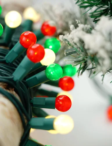 Miniatura 2 de Luces de Navidad para exteriores, 70 luces LED de 24 pies, color rojo, verde, blanco, luz de Navidad con bombillas perladas con certificación UL