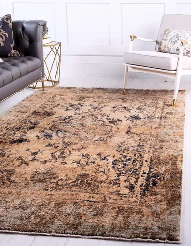 Unique Loom Dorchester Collection - Alfombra envejecida vintage, geométrica, floral, 9 pies 0 pulgadas x 12 pies 0 pulgadas, bronceado/marrón