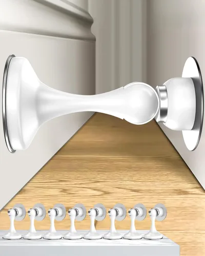 Miniatura 16 de Crosize Topes magnéticos para puerta, paquete de 4, topes de puerta de acero inoxidable para montaje en pared y piso, soporte de puerta mantiene
