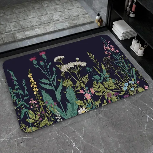 Miniatura 9 de Tapete de baño de tierra de diatomeas, arte abstracto, sol dorado, antideslizante, volumen súper absorbente, de secado rápido para baño, cocina