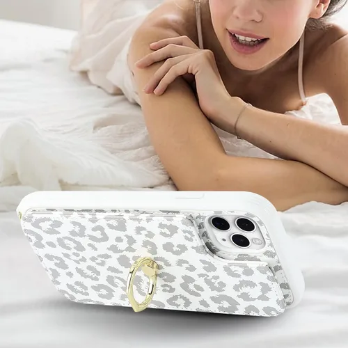 Miniatura 4 de Lipvina para iPhone 11 Pro Funda para teléfono con tarjetero y correa para mujeres, cordón cruzado, soporte de anillo con patas, cierre de presión