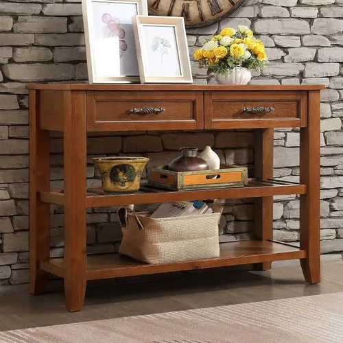 Miniatura 13 de Mesa consola multifunción vintage, mesa de sofá moderna de 62.2 pulgadas con 4 cajones y 2 estantes de almacenamiento, aparador de madera para Blanco