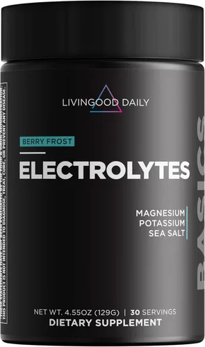 Livingood Daily Electrolitos en polvo, mezcla de bebida hidratante de electrolitos con vitamina C, magnesio, taurina y sal marina, suplemento de