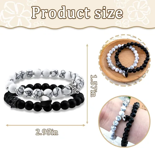 Miniatura 3 de Pulseras de amor a juego para novio y novia, pulseras a juego para parejas, regalos de relación a larga distancia con tarjeta de aniversario