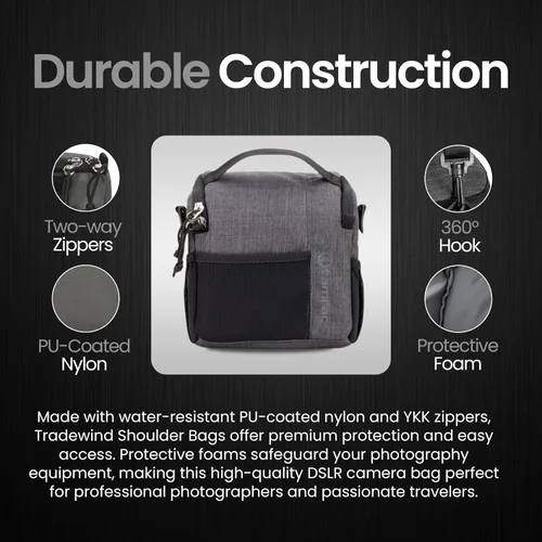 Miniatura 6 de Tamrac Tradewind 2.6 Bolsa para cámara para fotógrafos, funda para cámara para accesorios de fotografía, bolsa de hombro compacta para cámaras DSLR