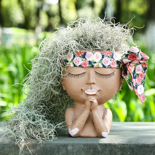 Miniatura 5 de Macetas de cara para suculentas, maceta de cabeza linda, para plantas de interior y exterior