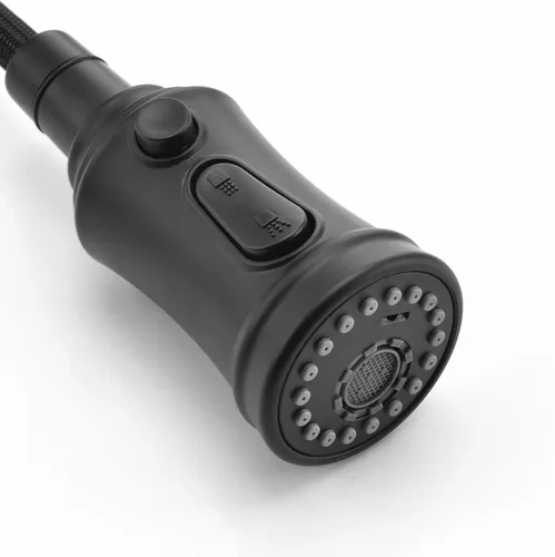 Miniatura 7 de Sumerain Grifo de fregadero de cocina con rociador de resorte extraíble con boquilla giratoria de 360° y mango de un solo nivel, negro y dorado