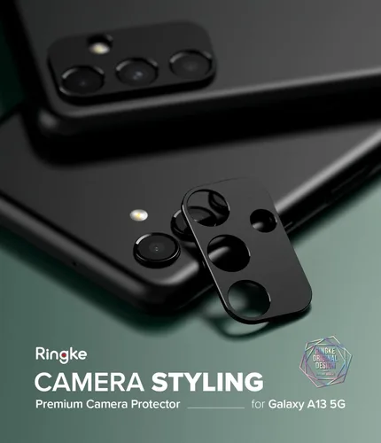 Miniatura 9 de Ringke Estilo de cámara compatible con Samsung Galaxy A13 5G protector de lente de cámara, marco de aluminio resistente adhesivo - negro