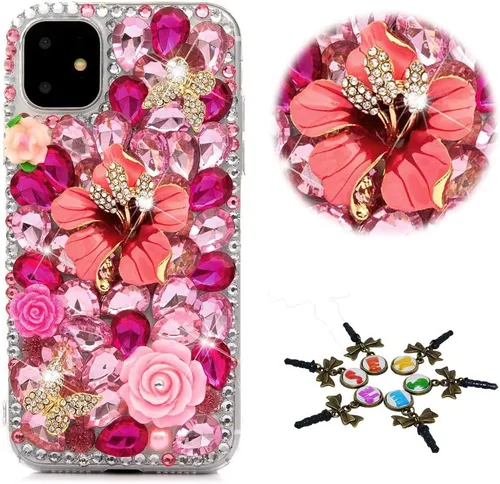 Miniatura 54 de Sparkle - Funda para teléfono compatible con Samsung Galaxy A12, elegante, hecha a mano en 3D, diseño de diamantes de imitación, diseño de diamantes