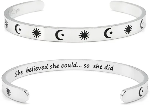 Miniatura 50 de Dczosily Pulseras inspiradoras para mujer, de acero inoxidable, pulseras motivacionales, regalos personalizados para mejores amigas