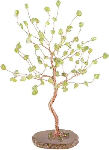 Miniatura 3 de mookaitedecor Paquete - 2 artículos: Árbol de dinero de cristal de peridoto con base de rodaja de ágata y pirámide de orgón de árbol de peridoto