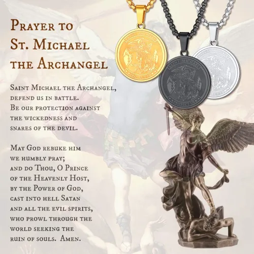 Miniatura 236 de U7 Saint Benedict/Michael Medal Necklace, 316L Stainless Steel Virgin Mary Necklace for Men Women, Bible Verse Protection Necklace Catholic