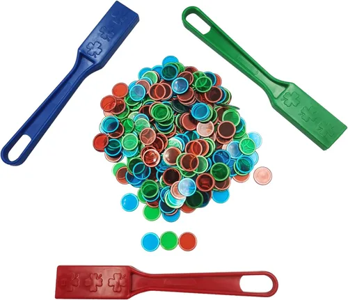 Miniatura 2 de SEETOOOGAMES Juego de chips de bingo de varita magnética, 300 fichas de metal con 3 varitas magnéticas para aula, aprendizaje de ciencias, conteo