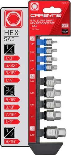 Miniatura 11 de CARBYNE Juego de 8 piezas XZN Triple Square Super Short Low Profile Bit Socket Set – 12 puntos 0.157 in a 0.630 in, Dual-Drive: unidad cuadrada