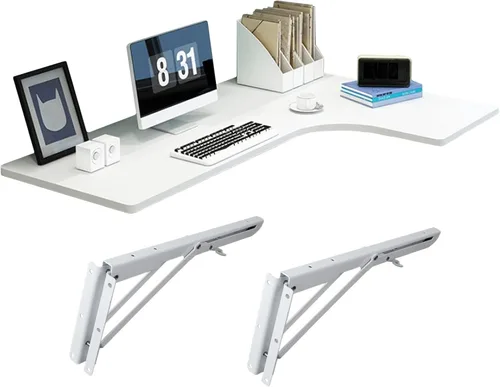 Miniatura 10 de LIGUOYI Escritorio flotante para pared de 28, 35, 39 pulgadas, mesa de pared estable y resistente en forma de L, escritorio de computadora