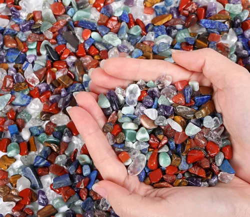 Miniatura 2 de LAIDANLA 1 libra (450 gramos) de grava de acuario de cristal de 7 chakras, piedras pulidas y talladas en bruto, piedras de cristal irregulares