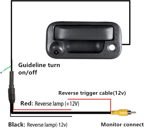 Miniatura 7 de RED WOLF Manija de puerta de cajuela con cámara de respaldo para reversa, reemplazo para Ford F150 (2004-2014), F-250/F-350/F450/F550 (2008-2016)