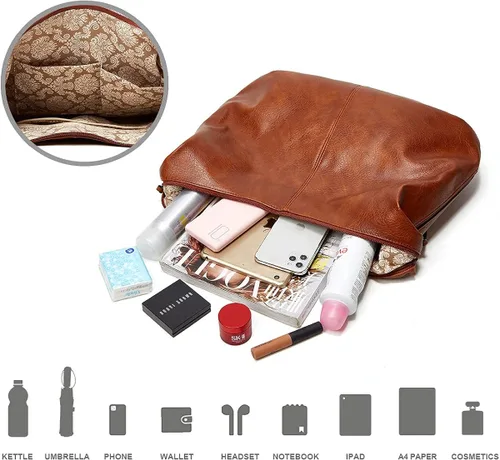 Miniatura 6 de Bolso de mano para mujer bolso shopper bolso de hombro de cuero bolso de hombro grande bolsos de mano con billetera