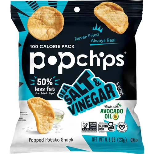 Miniatura 10 de Popchips Paquete variado de papas fritas, porciones individuales de 0.8 onzas (paquete de 24), 4 sabores: 8 sal marina, 8 barbacoa, 4 crema agria