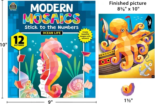 Miniatura 6 de Teacher Created Resources Ocean Life Mosaicos modernos se adhieren a los números (TCR10324)