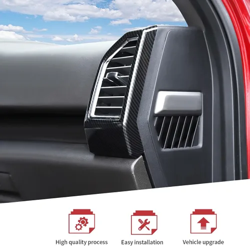 Miniatura 4 de 2 unids/set tablero de aire acondicionado cubierta de ventilación Trim para Ford F150 2015 2016 2017 2018 2019 2020 Accesorios interiores