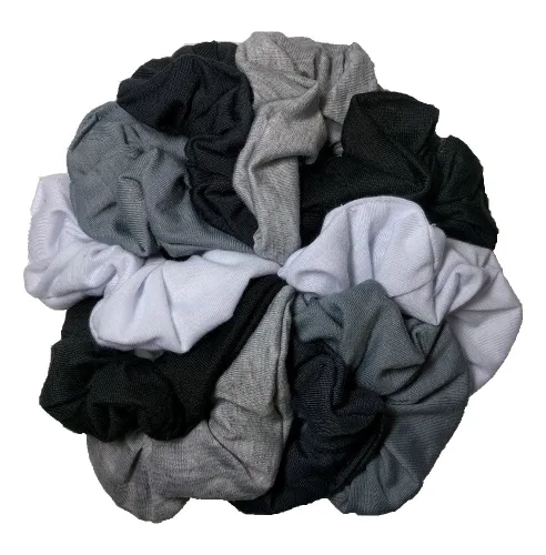 Miniatura 2 de Algodón Scrunchie Set, conjunto de 10 algodón suave Scrunchies, Completamente negro