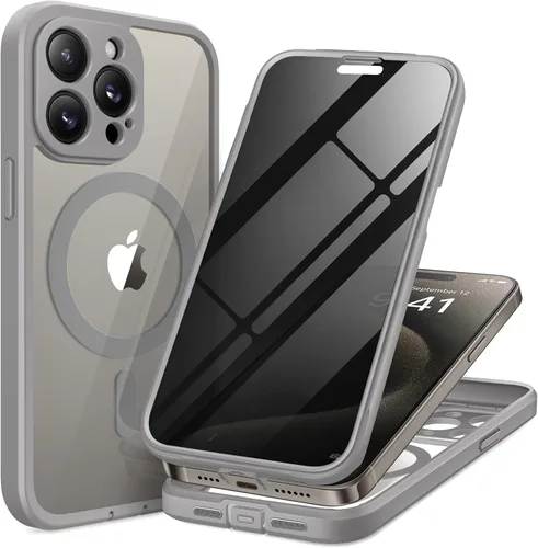 Miniatura 23 de TIESZEN Funda para iPhone 15, compatible con MagSafe, protector de pantalla de privacidad integrado y protección de cámara, antiespía, cuerpo