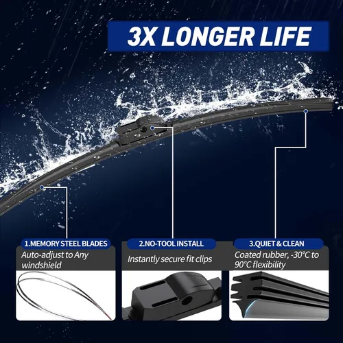 Miniatura 4 de Escobillas de limpiaparabrisas delanteras y traseras, 3 piezas de escobillas de limpiaparabrisas delanteras y traseras de repuesto para BMW X3 F25