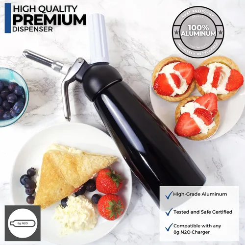 Miniatura 3 de ICO Dispensador profesional de crema batida de aluminio para crema batida casera, máquina de crema batida para postres, salsas y licores infundidos