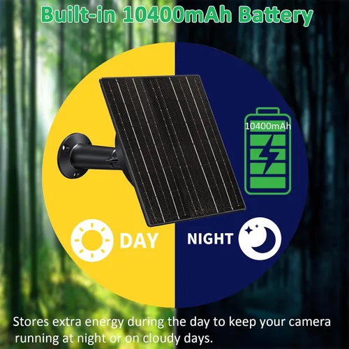 Miniatura 2 de FUTUREZEN Panel solar para cámara de sendero, cargador de batería solar de 10 W con batería de 10400 mAh, salida ajustable de 5 V/12 V, enchufes